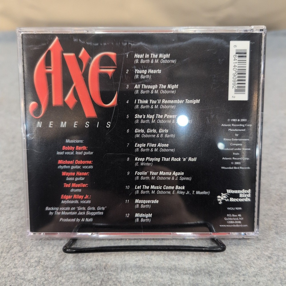 Axe Nemesis CD 2003 Wounded Bird Records Reissue Hard Rock Bobby Barth WOU 9099 - Picture 2 of 2